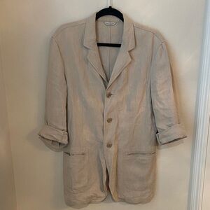 Armani Collezioni 100% Linen Longline Blazer – Made in Italy – Beige (40 IT)